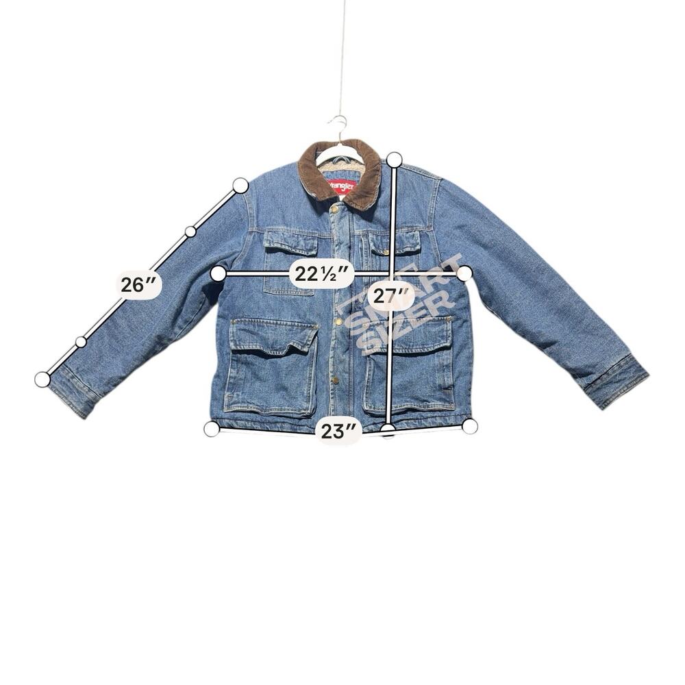 Wrangler Barn Jean Jacket Mens Large Sherpa Lined Corduroy Vintage 90s Chores - Picture 2 of 13